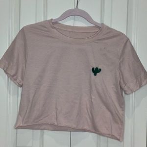 pastel pink cactus crop top